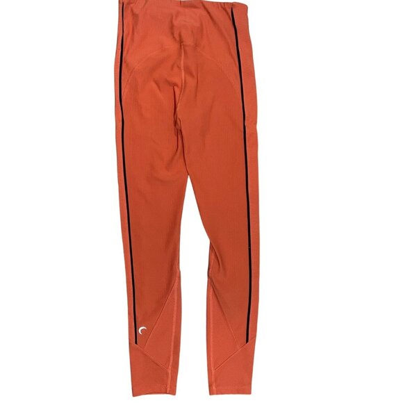 Orange Athletic Leggings With Black Stripes & Crescent Logo - Picture 2 of 4